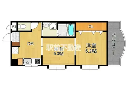 キャッスル井上(2DK/4階)の間取り写真