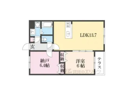 シャルレ7番館(1LDK/1階)の間取り写真