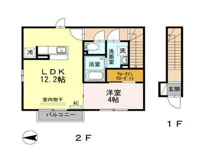 ドゥ・プラージュ(1LDK/2階)の間取り写真