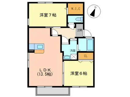 セピアコートIII(2LDK/1階)の間取り写真