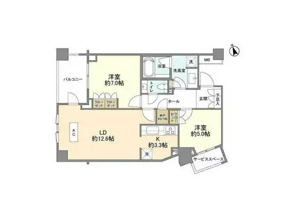 東京メトロ千代田線 代々木上原駅 徒歩9分 4階建 築11年(2LDK/3階)の間取り写真