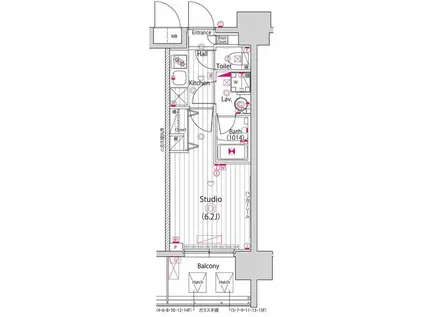 グランド・ガーラ川崎西口(1K/12階)の間取り写真