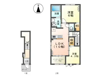 モンテ・ピアーノII(2LDK/2階)の間取り写真
