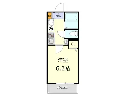 プレミアムコート平沼橋(1K/1階)の間取り写真