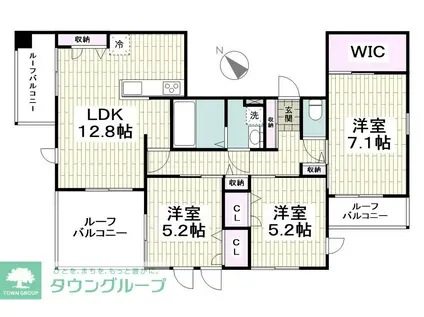 フレール松が枝(3LDK/3階)の間取り写真