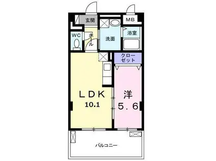 アウリ藤が丘(1LDK/6階)の間取り写真