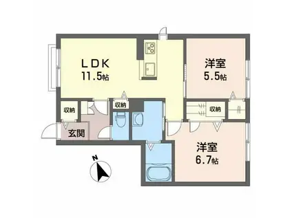 シャーメゾンビジュ(2LDK/1階)の間取り写真