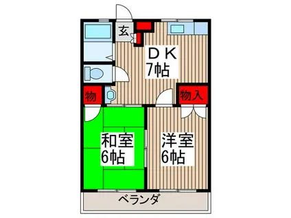 メゾン・ド・エスポワール(2DK/3階)の間取り写真