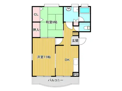 フレール江南A棟(2DK/1階)の間取り写真