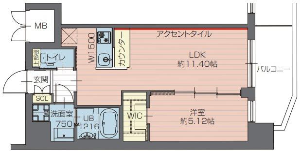 プレジオ川口ASIAN(1LDK/8階)の間取り写真