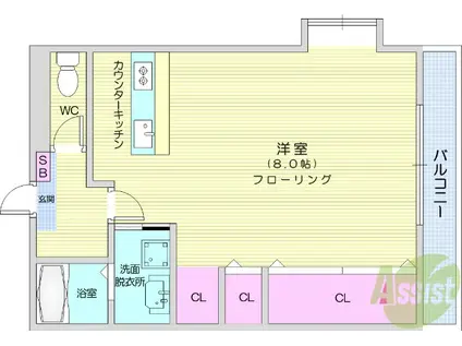 ドリームハイツ(1K/2階)の間取り写真