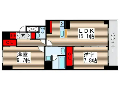 T´S GARDEN北柏 2号棟(2LDK/7階)の間取り写真