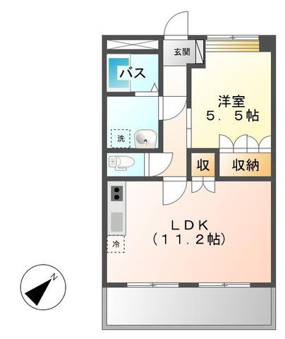 ひばりヶ丘ハイツ(1LDK/1階)の間取り写真