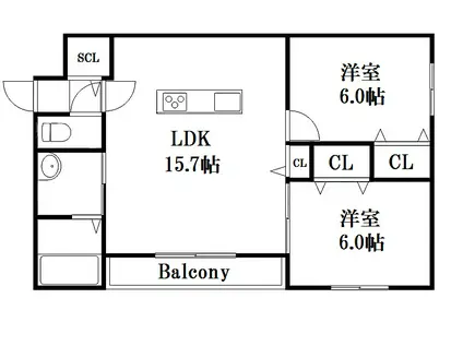 PRIMETIME(2LDK/3階)の間取り写真