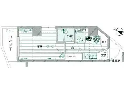 パークウェル白金(1K/7階)の間取り写真