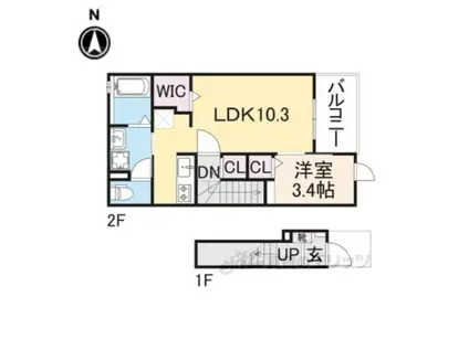 フィオーレ(1LDK/2階)の間取り写真