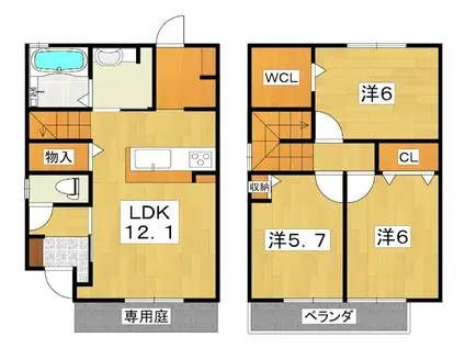小倉町メゾネット(3LDK/1階)の間取り写真