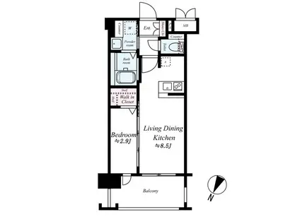 グランフォーレ大橋プレミア(1LDK/4階)の間取り写真