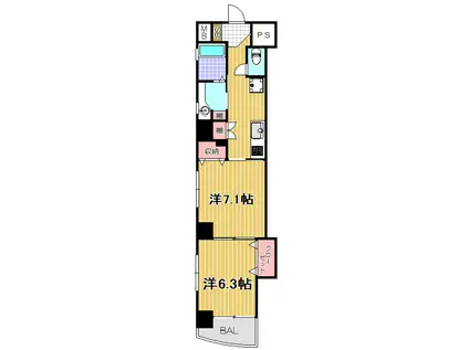 リフェリーレ品川(2K/7階)の間取り写真