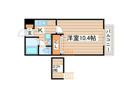 シンフォニア(1K/1階)の間取り写真