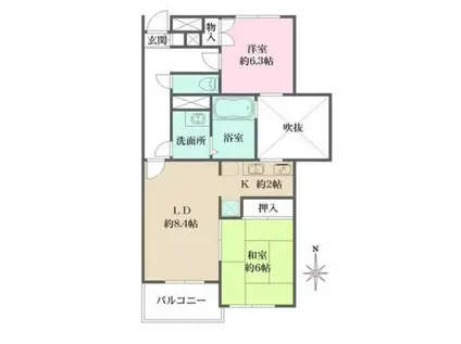 セントラルパーク氷川台(2LDK/2階)の間取り写真