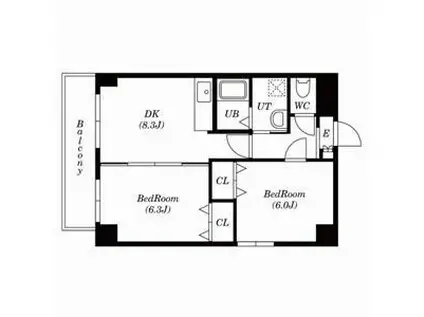 エクセルパレス(2DK/7階)の間取り写真