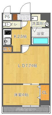 パーラム豊津(1LDK/2階)の間取り写真