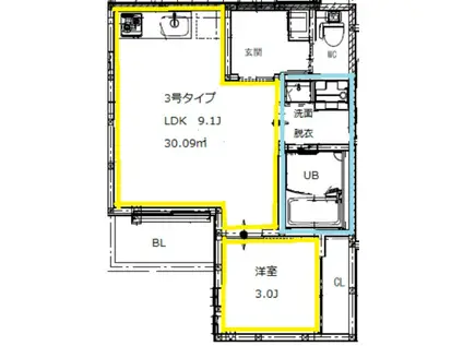 熊本市中央区岡田町(1LDK/1階)の間取り写真