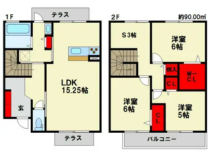 リュエルクールA(3LDK/1階)の間取り写真