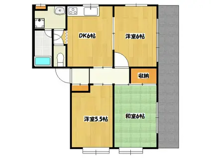 煉瓦館76(3DK/2階)の間取り写真