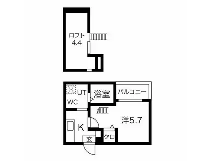 レガーロ中小田井(1K/1階)の間取り写真