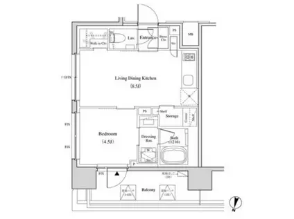 ザ・パークハビオ代々木(1LDK/3階)の間取り写真