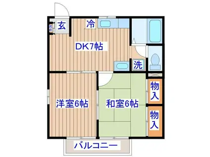 ビューシティ泉I(2DK/2階)の間取り写真