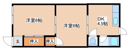 賀茂川荘(2DK/2階)の間取り写真