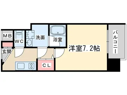 ブロード新うめきたレジデンス(1K/12階)の間取り写真