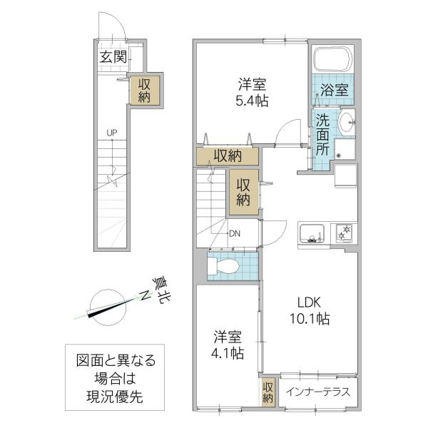 NIRVANAIII取手(2LDK/2階)の間取り写真