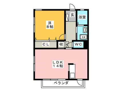 CLAIR稲村ヶ崎(1LDK/2階)の間取り写真