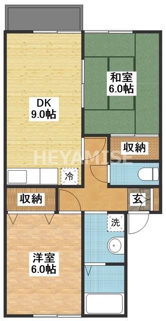 セジュールカコイII(2DK/2階)の間取り写真