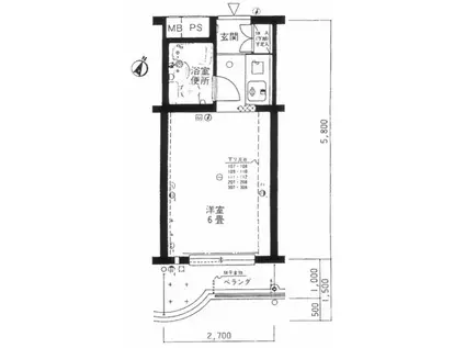 ジョイフル笹塚(1K/2階)の間取り写真