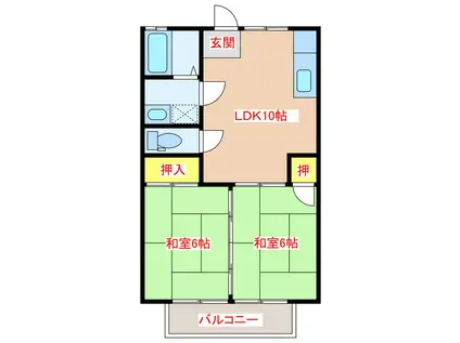 シャインキャッスル(2LDK/1階)の間取り写真