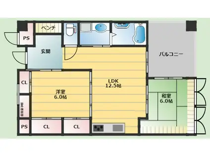 アプリーレ少路(2LDK/4階)の間取り写真