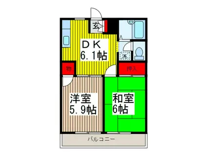 エリール野口(2DK/2階)の間取り写真