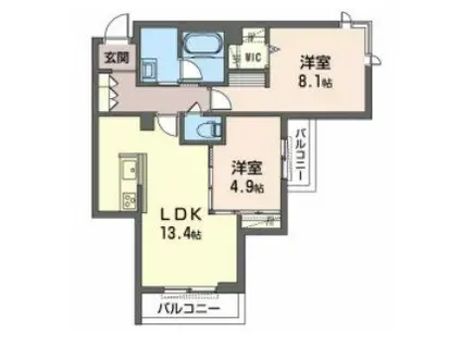 シャーメゾン オリナスパスミ(2LDK/1階)の間取り写真