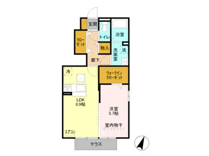 ＪＲ高崎線 宮原駅 徒歩5分 2階建 築12年(1LDK/1階)の間取り写真