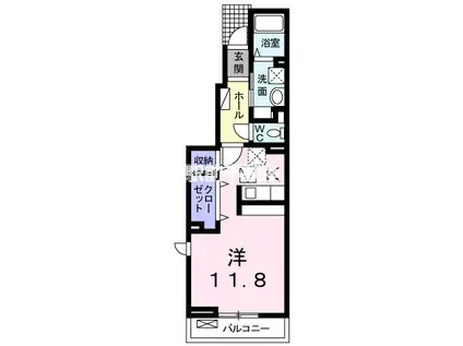 ソレイュ・メゾンII(1K/1階)の間取り写真