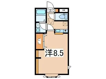 ベルリード安積(1K/1階)の間取り写真