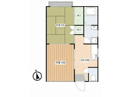 津山口Fアパート(2DK/2階)の間取り写真