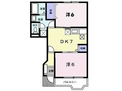 メゾン・ようか(2DK/1階)の間取り写真