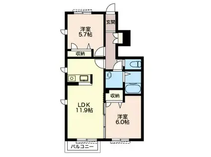 クレールフォレ(2LDK/1階)の間取り写真