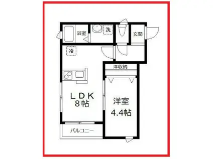 ラ・ワコ(1LDK/3階)の間取り写真